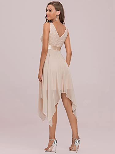 Ever-Pretty Womens Custom Sleeveless V Neck Short Lace Irregular Wedding Party Dress Blush US00