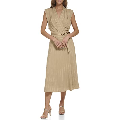 DKNY Surplice Linen Midi Dress