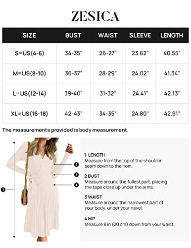 ZESICA Pleated A-Line Sweater Dress