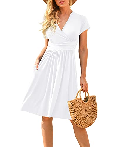 LILBETTER Casual Short Sleeve V-Neck Party Dress with Pockets