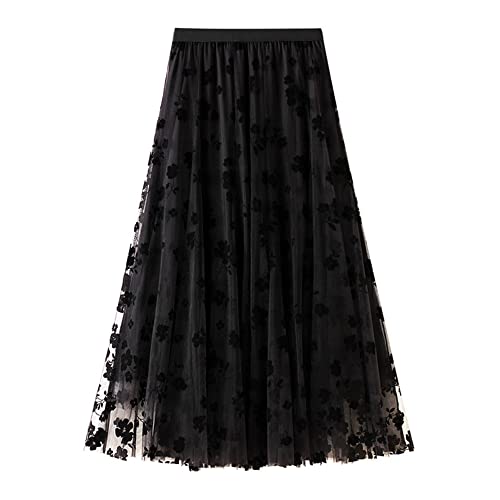 Dirholl A-Line Fairy Tulle Midi Skirt