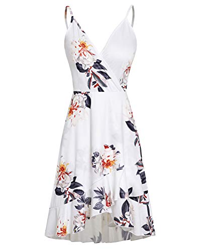 ULTRANICE Casual Floral Wrap V-Neck Sun Dress
