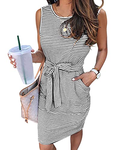 MEROKEETY Summer Sleeveless T-Shirt Dress